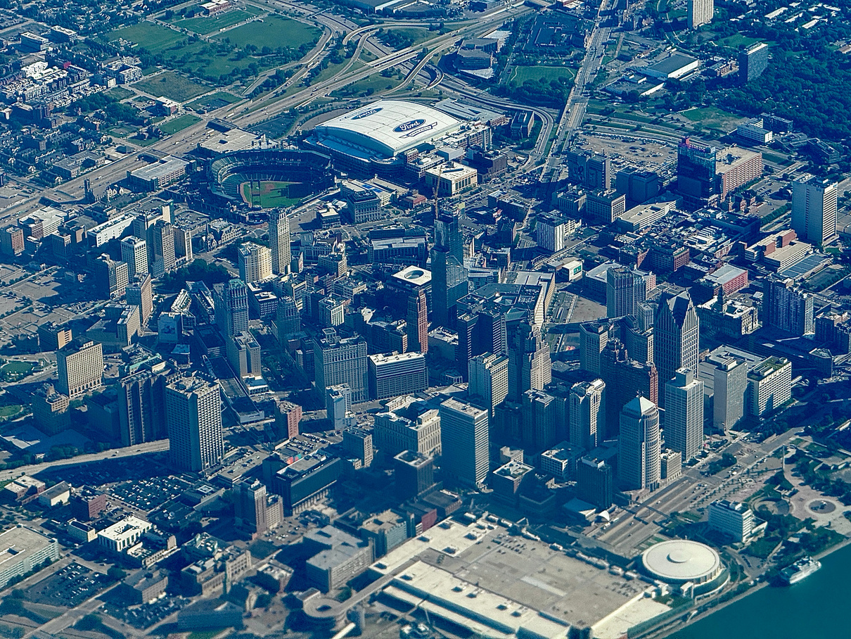 The view of downtown from the plane.