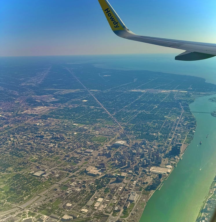 The view of downtown from the plane.